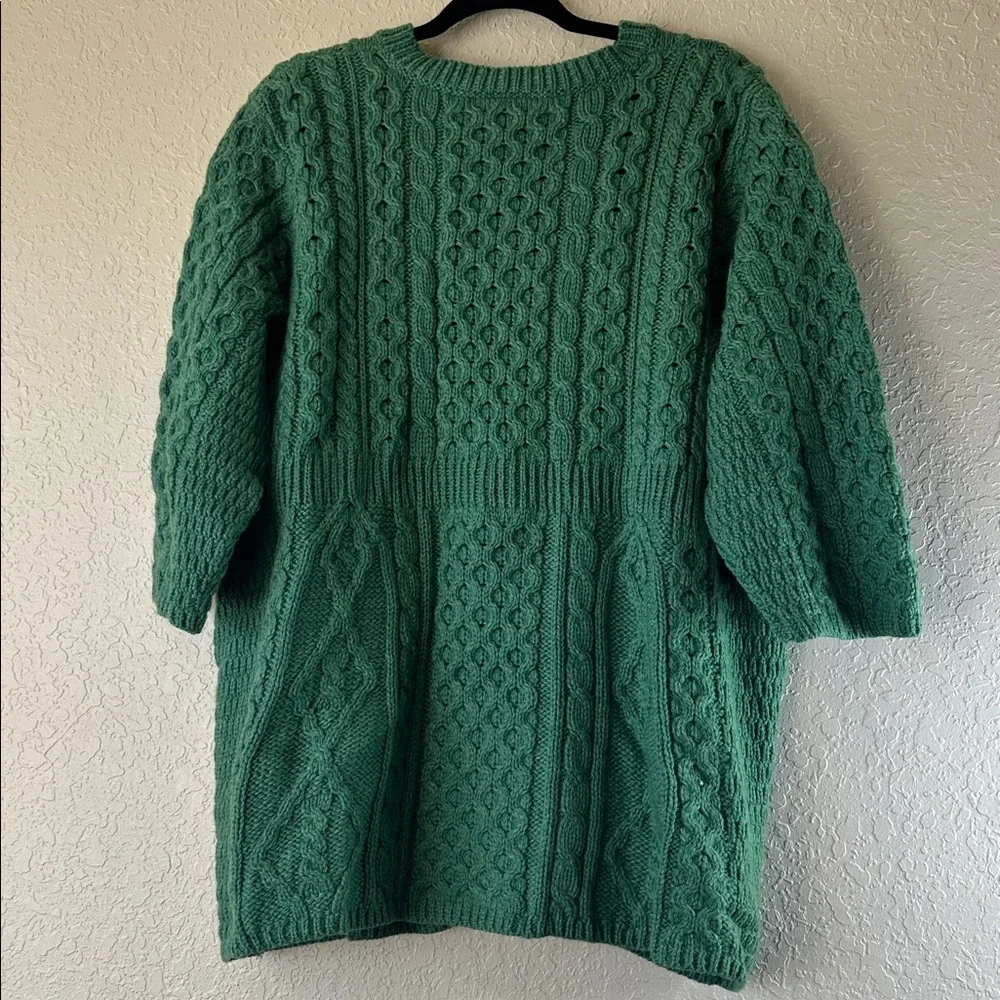Irish Wool Cable Knit Green Cardigan Sweater - Picture 12 of 17